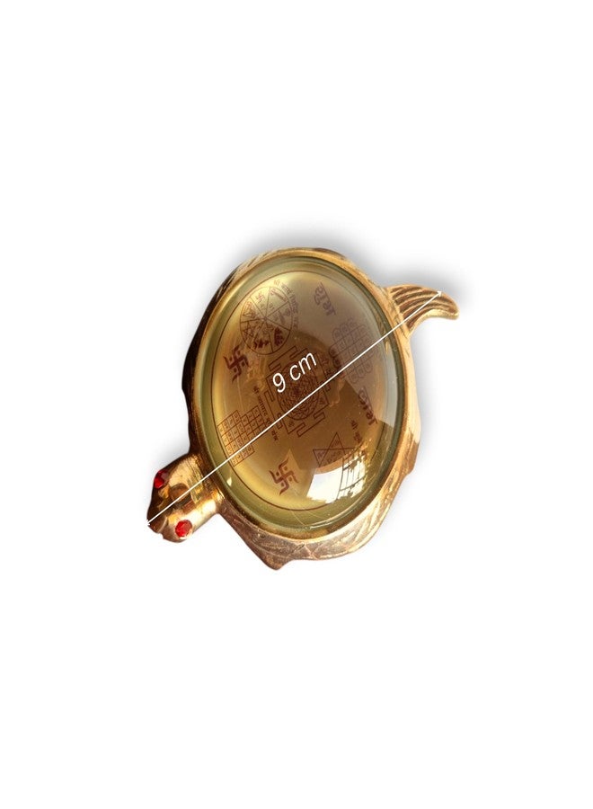 RAISOM 100% Brass Vastu Feng Shui Tortoise | Golden Antique Finish | Shree Yantra, Manokamna, Byapaar Briddhi, Karya Siddhi & Kuber Yantra for Good Luck & Prosperity | Weight: 108 gram Length: 9 cm - Image 5